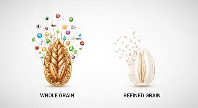 Nutrient loss in refined grains versus whole grains